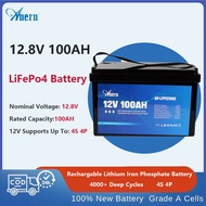 Anern 12V 24V 100AH แบตเตอรี่ LiFePo4 แบตเตอรี่ลิเธียมแบตเตอรี่พลังงานแสงอาทิตย์แบบชาร์จได้แบบวงจรลึ