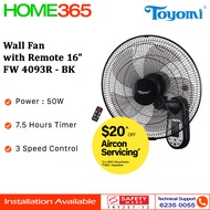 Toyomi Wall Fan with Remote 16" FW 4093R - Black