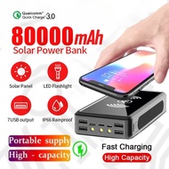 Portable Wireless Powerbank 80000mAh with High-Capacity  Solar and Charging and Flashlight