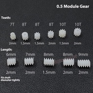 10pc 0.5M modulus Small Motor Plastic Gear 7T 8T 10T Teeth 1mm/2mm Shaft Toy RC Car Transmission Gea