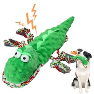 largesize|  Crinkle-filled Dog Toy Dinosaur Dog Toy Dog Chew Toy with Squeaky Rope for Clean Teeth Fun Tug of War Toy for Small Medium and Breeds Perfect for Southeast Buyers