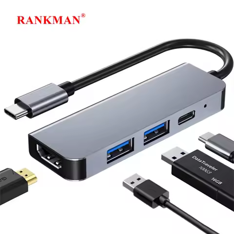 USB C Hub Docking Station to 4K HDMI-Compatible Type C PD USB 3.0 Splitter Adapter for MacBook iPad 