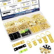 353PCS Golden Picture Hanging KitPicture Hangers Heavy Duty Picture Hanging Hooks with ScrewsPicture