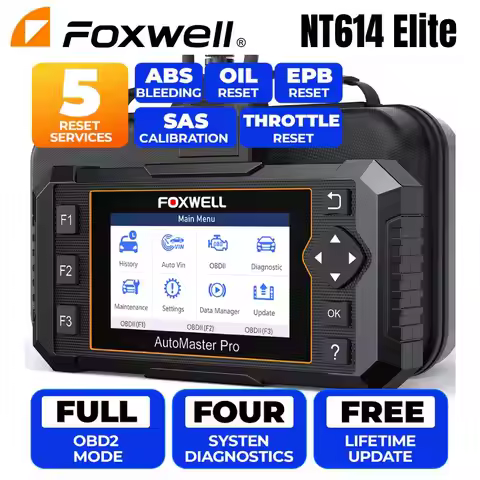Check Engine OBD2 Scanner Diagnostic Tool ABS SRS NT614 ELITE Four Systems Code Reader 5 Reset OBD A