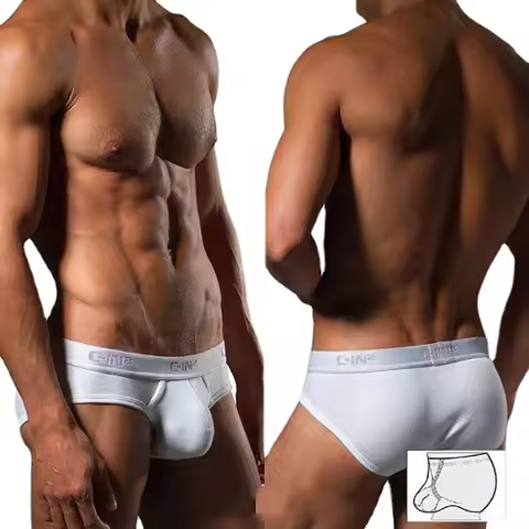 Brand Designer Men's Cotton Boxer Breathable Comfortable Underwear Thong Fashion Briefs Solid Color 