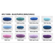 4ply Yarn(Blue/Purple) Crochet Knitting Yarn 4 Ply Milk Cotton Benang Kait