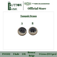 KEMEJA Dark brown shirt buttons size 24L / 15mm EXPORT QUALITY FS4552-24-DARKBROWN/BEIGE