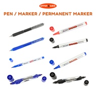 BIBAILE Whiteboard Marker Pen Fine Tip / Dual Tip Permanent Marker Blue / Black Gel Pen 0.5MM