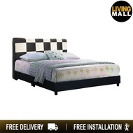 Livingmall Checker Faux Leather Divan Bed Frame - Available in all sizes.