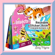 Reusable Sticker Book Bubble Jelly Stickers Children Kids Fun Learning Educational Multiple Themes B