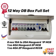 DB Box 12 way (Full Set) Maxguard 1P MCB 10A -20A Distribution board [Customize service available] S