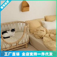 藤編寵物床手工編織沙發咪公主床拍照日系藤床窩窩