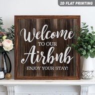 2D plane single piece, welcome to our Airbnb wooden frame sign, rustic wall hanging, bedroom living 