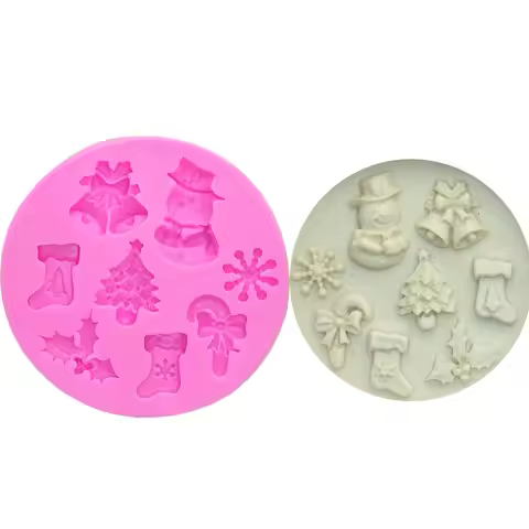 M0130 Food Grade 3D Christmas Tree/Bell/Snowman/Snowflake/sock Shape Silicone Mold Cake Decorating T