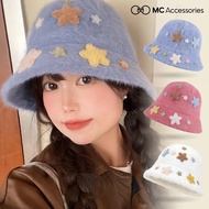 Korean Fur Hat Icon Cute Star Bowler Hat JML34 MC Accessories Wool Bucket Hat Warm Thick Smooth Wool For Women
