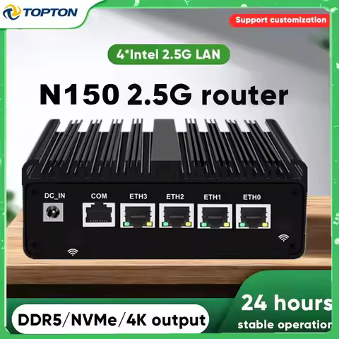 Intel N150 Firewall Fanless Mini PC Upgraded Version Intel Celeron J6412 6305 J5005 4x2.5G Solid Min