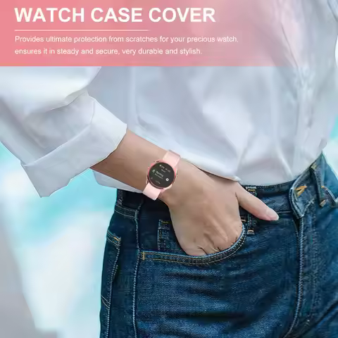 2Pcs Electroplated Smart Watch Protective Cover Case Frame for Forerunner 245 Music Transparent Flex