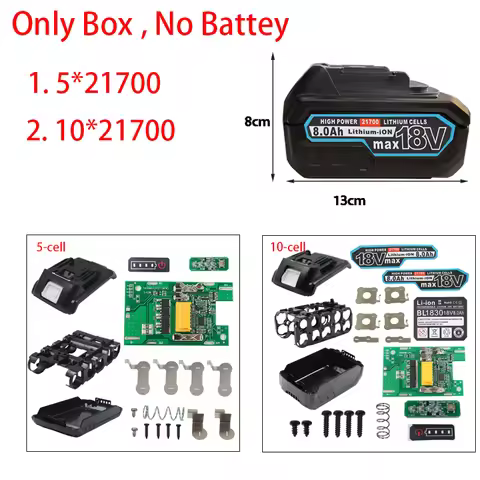 5/10-cell BL1830 Lithium Battery 21700 Plastic Case PCB Charging Protection Circuit Board for Makita