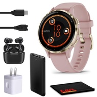 GarminVenu 3S Advanced Fitness and Health Tracker Smart Watch Soft Gold Stainless Steel Bezel with D