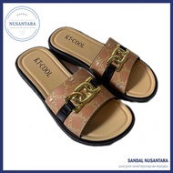 EVA Canvas Slippers Kang Tai KT-Cool Women'sWanita KT-1986-1 White Black Brown Gray Gold Iron Buckle