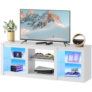 Wlive Led Tv Stand For 65-inch Tv, 58-inch Entertainment Center With Adjustable Glass Shelves, Moder