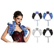 Miaeowve Women Retro Renaissance Shrug Shoulder Wrap High Neck Metallic Shiny Ruffle Bolero Frill Sh