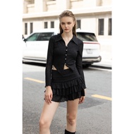 Áo ren thun cổ lật nữ MARC FASHION CBQH061125