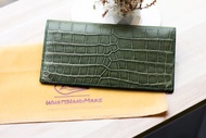 法國料啞面鱷魚皮革摺款長銀包