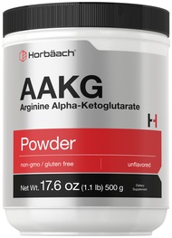 Horbäach AAKG Powder | Arginine Alpha-Ketoglutarate | 1.1lbs (17.6 oz) | Vegetarian, Non-GMO, & Glut