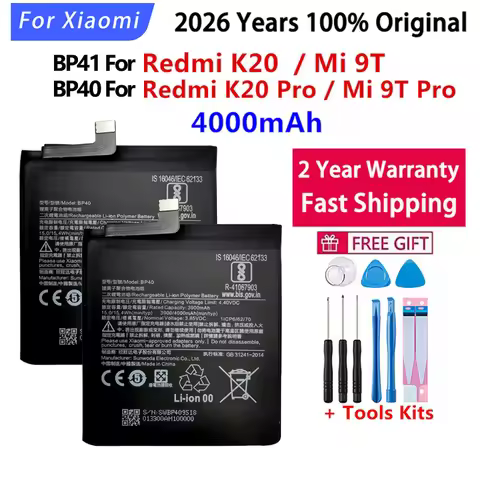 For Xiao Mi 100% Original Battery BP41 BP40 For Xiaomi Redmi K20 Mi 9T Pro Mi9T K20Pro 4000mAh High 