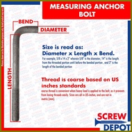 ❂ ☜ ◈ 1SET 5/8 inches A307 4140 BI Anchor Bolt with nut and washer | L Bolt | Hook Bolt for Concret