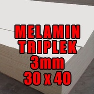 Melamin Putih Glossy Ukuran (30x40)cm Papan kayu Triplek 3mm