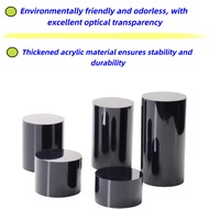 Display Stand Cylinder Acrylic - Black Pedestal Riser for Exhibition of Figures, Jewelry, Cosmetics,