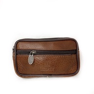 Genuine leather big zipper waist pouch belt pouch cash pouch waist belt bag men