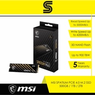 MSI Spatium M461 PCie 4.0 M.2 SSD Read Speed UT 5000MB/s (500GB/1TB/2TB)