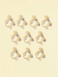 10入組黃銅夾式耳環扣件(非穿洞耳朵),附有環