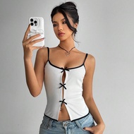 Áo ba lỗ hở vai YTK cổ vuông gợi cảm có nơ phía trước dành cho nữ Áo thun nữ mùa hè Áo thun trắng Áo