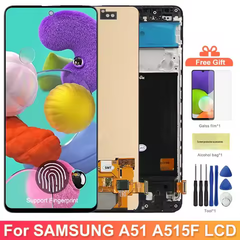 AMOLED A51 Display Screen With Fingerprint, for Samsung Galaxy A51 A515 A515F Lcd Display Touch Scre