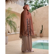 Miraya Serene Copper Printing Travel Prayer Robe Telekung Travel Prayer Robe
