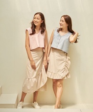 กระโปรงยาวชายระบาย Something Simple รุ่น KAOTANG Ruffle design midi wrap skirt  wrap skirt