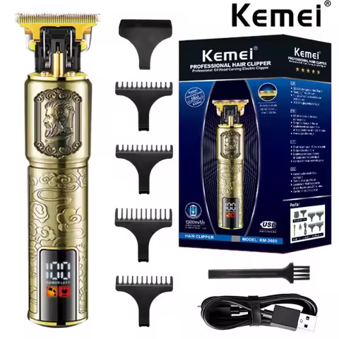 Kemei Professional T9 hair clipper KM-2095 retro cloud body anti-skid electric clipper LCD digital d