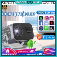 Projektor Android 12.0 UHD 5G Wi-Fi Bluetooth Cermin Skrin LED Projektor Mini Telefon Pintar Mudah A