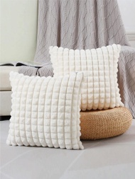 1入組素色毛絨靠墊套無填充物現代絨布家居裝飾抱枕套