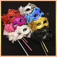 Venetian Princess Ball Handheld Mask Side Flower Mask With Holding Stick Mardi Gras Party Masquerade