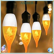 AMBER LED Flame Light Bulbs, Plastic 2W Candle Fire Light Bulb, Fashion E14 E27 Chandelier Base Flic
