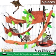 5 pieces set Sugar Glider Hamster Chinchilla Guinea Pig Hedgehog Toy Hammock Bed Swing Clip Plush So