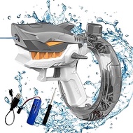 Electric Shark Water Guns, 26-32 FT Long Range Water Splash Toy with 300CC Water Tank, Outdoor Pool Beach Summer Toys for Adults/Kids (Gray)