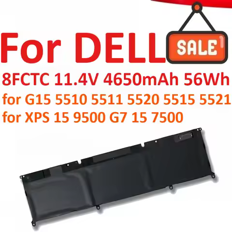 8FCTC 11.4V 4650mAh 56Wh Laptop Battery For DELL G15 5510 5511 5520 5515 5521 Series For XPS 15 9500