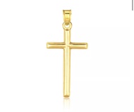 จี้รูปไม้กางเขน แบบขัดเงา ทองคำแท้ 14K  14K Yellow Gold Shaped crucifix  pendant13568