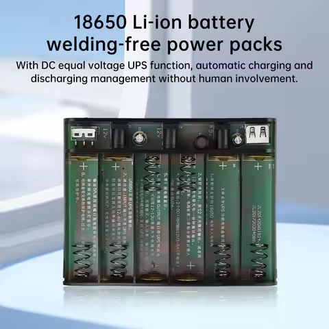 6x18650 Lithium Battery Welding-Free Diy Kit DC UPS Power Supply Optical Modem Router Uninterruptibl